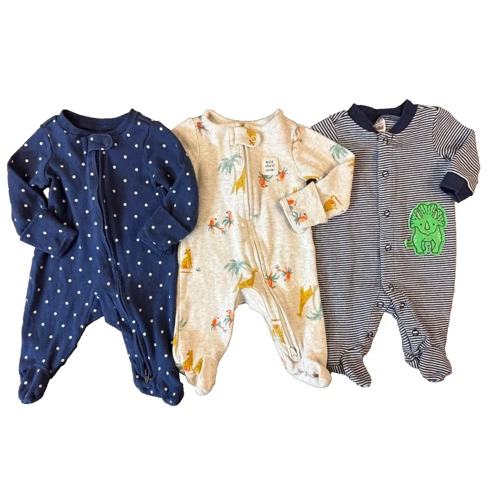 Baby Boy Newborn Sleepers Clothes Lot Bundle Sleep N Play Outfits Wild About Mom